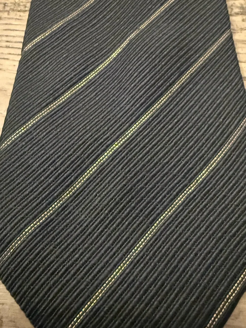 Ermenegildo Zegna Black Tie with Gold Pinstripes
